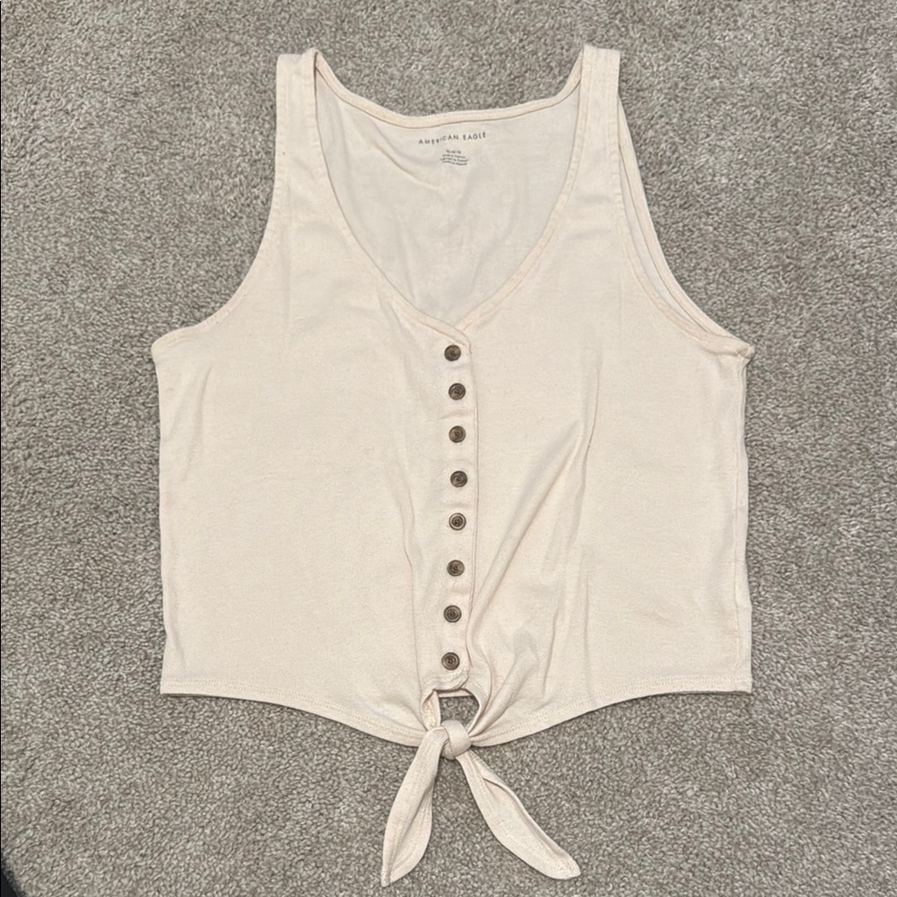 American Eagle Outfitters Women's Beige Button-Down Tank Top